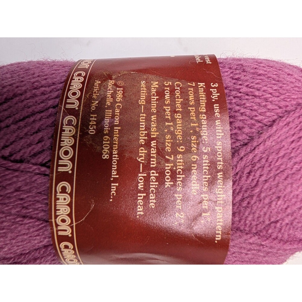 Caron Fashion Right Yarn Mauve 4 Skeins Lot VTG Acrylic 2oz Each Dye Lot 080911 - Picture 4 of 5